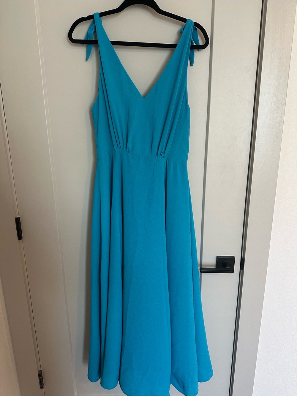 Betsey Johnson Turquoise V-Neck Midi Dress with Tie Straps